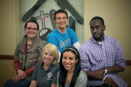 Among the nine University of Scranton students recognized as AmeriCorps Scholars in Service to Pennsylvania for the 2011-2012 academic year are, seated from left, Michelle Dougherty and Gina-Lou Desplantes. Back row, from left, are, Alyssa Thorley, Michael Wiencek and Kendrick Monestime. Absent from photo are Robert Cermignano, Nora Henry, Kady Luchetti and Timothy Plamondon. The award honors students who have committed to complete 300 or 450 hours of individual service in the community during the academic year. 